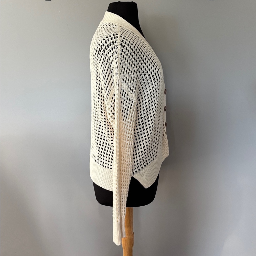 Spiritual Gangster Open Knit Cardigan Cream Cottagecore Lightweight Layering - Picture 5 of 14